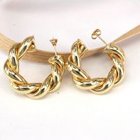1 Pair Retro Simple Style Roman Style Round Plating Copper 18k Gold Plated Ear Studs main image 4