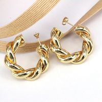 1 Pair Retro Simple Style Roman Style Round Plating Copper 18k Gold Plated Ear Studs main image 1