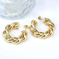 1 Pair Retro Simple Style Roman Style Round Plating Copper 18k Gold Plated Ear Studs main image 5