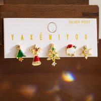 Simple Style Christmas Tree Bell Copper 14k Gold Plated Zircon Drop Earrings In Bulk main image 4
