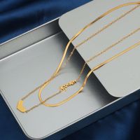 Classic Style Solid Color Stainless Steel Plating 18k Gold Plated Layered Necklaces main image 5