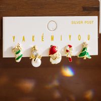 Simple Style Christmas Tree Santa Claus Snowman Copper 14k Gold Plated Zircon Drop Earrings In Bulk main image 2