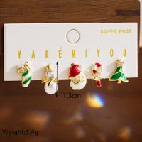 Simple Style Christmas Tree Santa Claus Snowman Copper 14k Gold Plated Zircon Drop Earrings In Bulk sku image 1