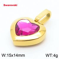 1 Piece Stainless Steel Rhinestones 18K Gold Plated Heart Shape sku image 4