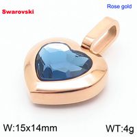 1 Piece Stainless Steel Rhinestones 18K Gold Plated Heart Shape sku image 5