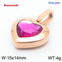 1 Piece Stainless Steel Rhinestones 18K Gold Plated Heart Shape sku image 6