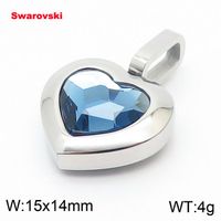 1 Piece Stainless Steel Rhinestones 18K Gold Plated Heart Shape sku image 7