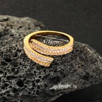 Retro Roman Style Geometric Copper Inlay Zircon Open Rings sku image 1