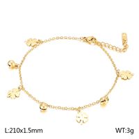 Basic Four Leaf Clover Titanium Steel Plating 18K Gold Plated Women's Anklet sku image 2