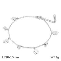 Basic Four Leaf Clover Titanium Steel Plating 18K Gold Plated Women's Anklet sku image 1