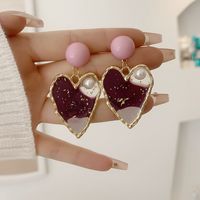 1 Pair Elegant Streetwear Heart Shape Alloy Drop Earrings main image 3