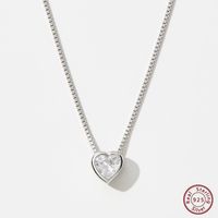 Elegant Heart Shape Lightning Sterling Silver Plating Inlay Zircon 14k Gold Plated White Gold Plated Rhodium Plated Pendant Necklace main image 2