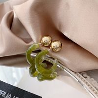 1 Pair Elegant Lady C Shape Alloy Resin Gold Plated Ear Studs main image 6
