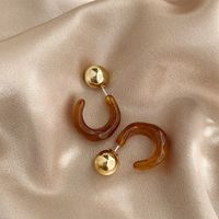 1 Pair Elegant Lady C Shape Alloy Resin Gold Plated Ear Studs main image 4