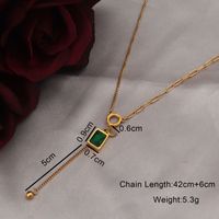Simple Style Solid Color Stainless Steel Plating Inlay Rhinestones 18k Gold Plated Pendant Necklace main image 2