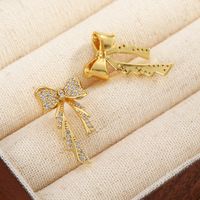 1 Pair Sweet Bow Knot Plating Inlay Copper Zircon Ear Studs main image 2