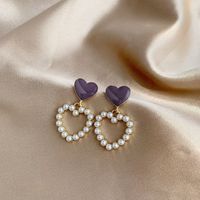 1 Pair Simple Style Classic Style Heart Shape Plating Inlay Alloy Artificial Pearls Gold Plated Drop Earrings main image 1
