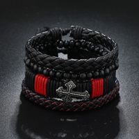 Hip-hop Punk Cross Pu Leather Unisex Bracelets main image 1