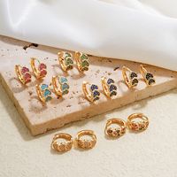 1 Pair Vintage Style Simple Style Heart Shape Plating Inlay Copper Zircon Earrings main image 1