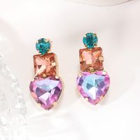 1 Pair Elegant Heart Shape Plating Inlay Alloy Rhinestones Gold Plated Ear Studs main image 3