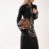 Women's Pu Leather Cartoon Streetwear Sewing Thread Metal Button Square Zipper Crossbody Bag main image 4