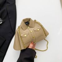 Women's Pu Leather Cartoon Streetwear Sewing Thread Metal Button Square Zipper Crossbody Bag sku image 1