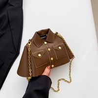 Women's Pu Leather Cartoon Streetwear Sewing Thread Metal Button Square Zipper Crossbody Bag sku image 2