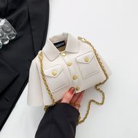 Women's Pu Leather Cartoon Streetwear Sewing Thread Metal Button Square Zipper Crossbody Bag sku image 4