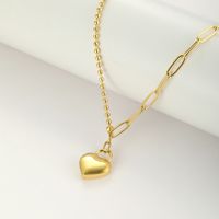 Edelstahl 304 Einfacher Stil Glänzend Polieren Überzug Herzform Halskette Mit Anhänger main image 5