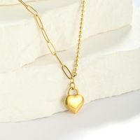 304 Stainless Steel Simple Style Shiny Polishing Plating Heart Shape Pendant Necklace main image 7