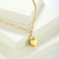 Edelstahl 304 Einfacher Stil Glänzend Polieren Überzug Herzform Halskette Mit Anhänger main image 4