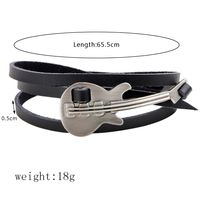 Hip-hop Vintage Style Guitar Alloy Leather Knitting Men's Wristband sku image 1