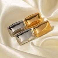 1 Pair Simple Style Commute Solid Color Plating Stainless Steel Titanium Steel 18k Gold Plated Gold Plated Ear Studs main image 5