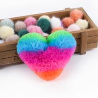 Cute Heart Shape Solid Color Alloy Pom Poms Bag Pendant Keychain sku image 12