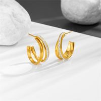 1 Pair Vintage Style Solid Color Plating Stainless Steel Acrylic 18K Gold Plated Ear Studs main image 3