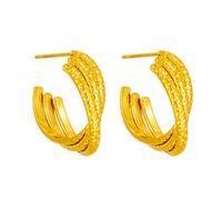 1 Pair Vintage Style Solid Color Plating Stainless Steel Acrylic 18K Gold Plated Ear Studs main image 5