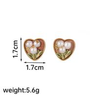 1 Pair Casual Simple Style Flower Plating Inlay Copper Freshwater Pearl 18k Gold Plated Ear Studs main image 3