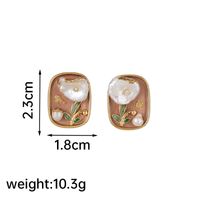 1 Pair Casual Simple Style Flower Plating Inlay Copper Freshwater Pearl 18k Gold Plated Ear Studs main image 4