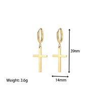 1 Paire Hip Hop Traverser Placage Acier Au Titane Plaqué Or 14k Boucles D'oreilles main image 6