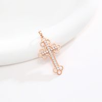 Xuping Simple Style Cross Alloy Copper Alloy Plating Hollow Out Inlay Zircon 18k Gold Plated Women's Pendant Necklace main image 5