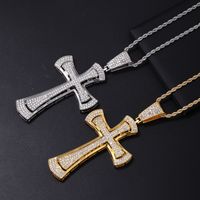 Hip-Hop Vintage Style Punk Cross Stainless Steel Alloy Plating Inlay Rhinestones K Gold Plated Rhodium Plated Men's Pendant Necklace main image 2