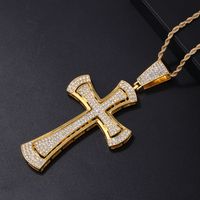 Hip-Hop Vintage Style Punk Cross Stainless Steel Alloy Plating Inlay Rhinestones K Gold Plated Rhodium Plated Men's Pendant Necklace main image 3