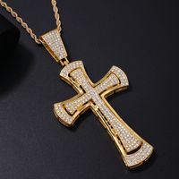 Hip-Hop Vintage Style Punk Cross Stainless Steel Alloy Plating Inlay Rhinestones K Gold Plated Rhodium Plated Men's Pendant Necklace main image 4