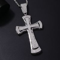 Hip-Hop Vintage Style Punk Cross Stainless Steel Alloy Plating Inlay Rhinestones K Gold Plated Rhodium Plated Men's Pendant Necklace main image 5