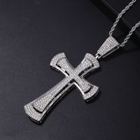 Hip-Hop Vintage Style Punk Cross Stainless Steel Alloy Plating Inlay Rhinestones K Gold Plated Rhodium Plated Men's Pendant Necklace main image 6
