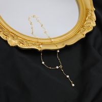 Einfacher Stil Runden Süßwasserperle Kupfer Überzug 18 Karat Vergoldet Halskette main image 4