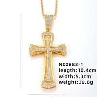 Hip-Hop Vintage Style Punk Cross Stainless Steel Alloy Plating Inlay Rhinestones K Gold Plated Rhodium Plated Men's Pendant Necklace sku image 1