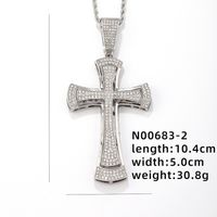 Hip-Hop Vintage Style Punk Cross Stainless Steel Alloy Plating Inlay Rhinestones K Gold Plated Rhodium Plated Men's Pendant Necklace sku image 2