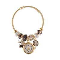 Cute Heart Shape Clock Stainless Steel Alloy Plating Inlay Rhinestones Gold Plated Women's Bangle main image 7