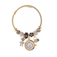 Mignon Forme De Cœur L'horloge Acier Inoxydable Alliage Placage Incruster Strass Plaqué Or Femmes Bracelet sku image 1